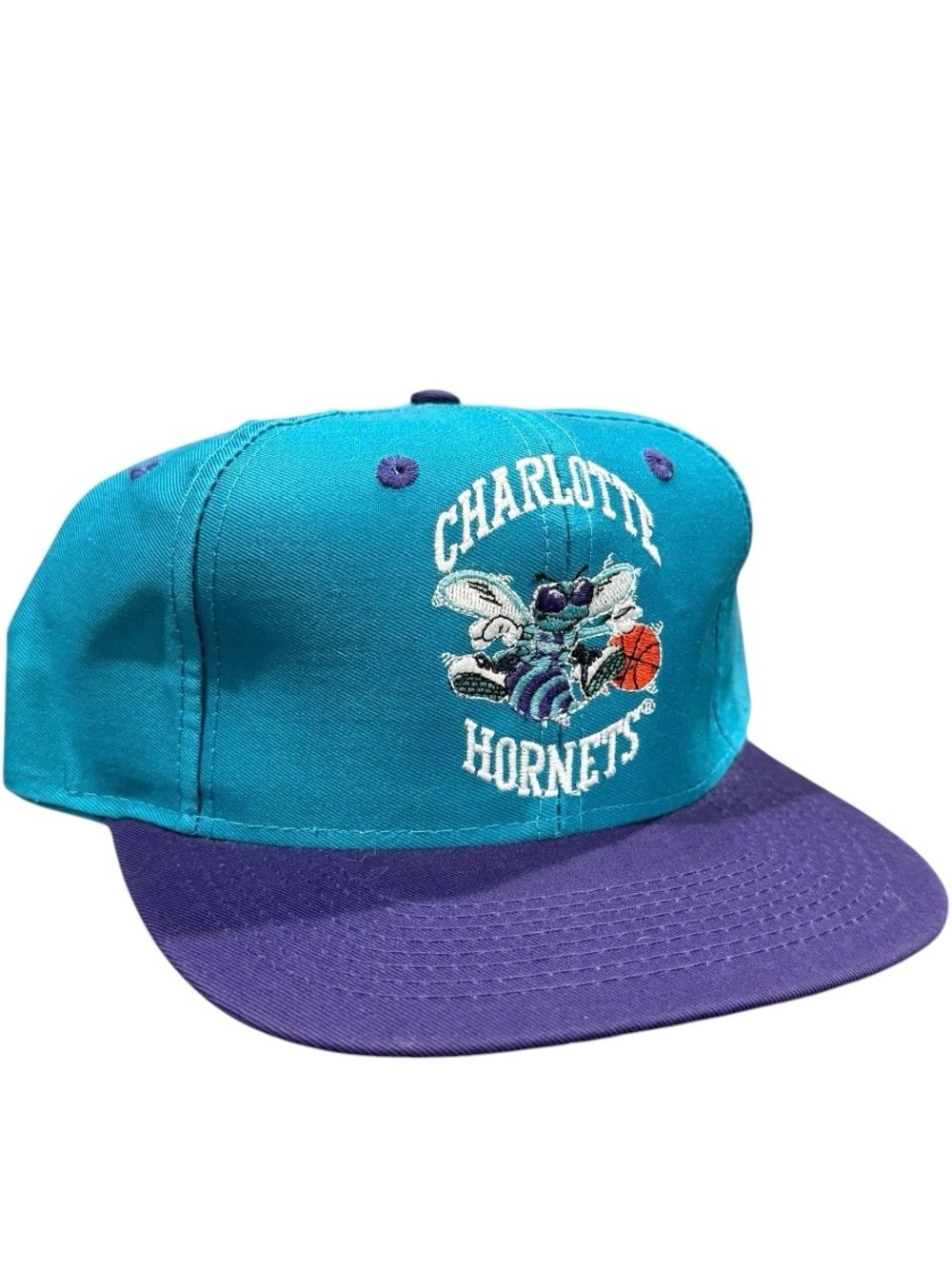 Vintage Charlotte Hornets Logo 7 NWT new SnapBack hat men 90s unused